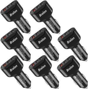 USB Car Charger[8-Pack],Bralon 18W Quick Charge 3.0 & 24W/4.8A 3-Port Fast Car Charger Smart Phone Car Charger Compatible with iPhone 11 Pro Max/XS/Xr/X/8 Plus,Galaxy Note S10 S9 S8,iPad,Mp3&More