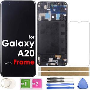 LCD Screen Replacement Touch Display Digitizer Assembly with Frame for Samsung Galaxy A20 2019 SMA205FDS A205FN A205GNDS A205YN A205GDS 64 Black