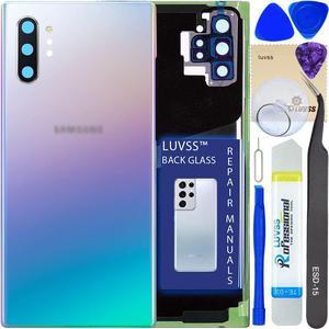 LUVSS for Samsung Galaxy Note 10+ Plus SM-N976U N975U Back Glass Replacement Cover + Camera Lens + Repair Manual Tools Kit (Aura Glow)