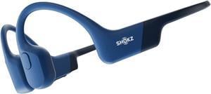 Shokz OpenRun (AfterShokz Aeropex) - Open-Ear Bluetooth Bone Conduction Sport Headphones - Sweat Resistant Wireless Earphones for Workouts and Running - Built-in Mic, with Headband (Blue)