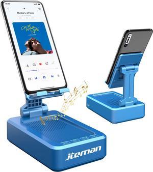 Cell Phone Stand with Wireless Bluetooth Speaker and Anti-Slip Base HD Surround Sound Perfect for Home and Outdoors with Bluetooth Speaker for Desk Compatible with iPhone/ipad/Samsung Galaxy(Blue)