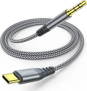USB C to 3.5mm Audio Aux Jack Cable (4ft) Type C to 3.5mm Headphone Car Stereo Cord Compatible with iPhone 16 Pro Max 15 Pro Max  Galaxy S24 S23 S22 S21 Note 20 Pixel 4 5 XL iPad Pro