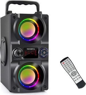 Bluetooth Speaker, 40W (60W Peak) Portable Wireless Speaker with Colorful Lights, Double Subwoofer Heavy Bass, FM Radio, MP3 Player, Loud Stereo Speaker for Home Outdoor Party Camping