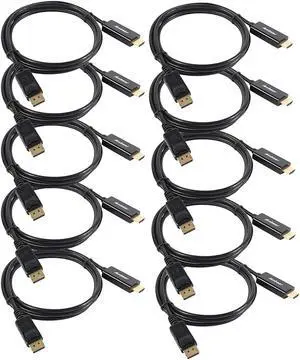 Display Port to HDMI Cable Gold Plated Displayport to HDMI Cable 6 Feet(Male to Male) for DisplayPort Enabled Desktops and Laptops to Connect to HDMI Displays(10 Pack)