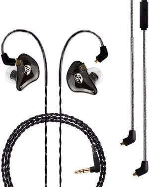Professional in Ear Monitor Headphones for Singers Drummers Musicians with MMCX Connector IEM Earphones (Pro Clear Black)
