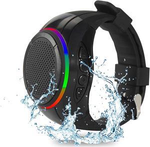 Wearable Portable Waterproof Bluetooth Speaker Watch X10 Clip Speaker MP3 Player Handsfree Clear call Speakerphone,TWS,SD card slot,Selfie for Working, Running, Cycling(Black)