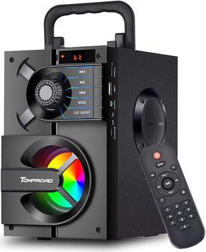 Bluetooth Speaker, Portable Bluetooth Speakers with Subwoofer Wireless Stereo Sound Rich Bass Outdoor Party Speakers Support Remote Control FM Radio LED Lights