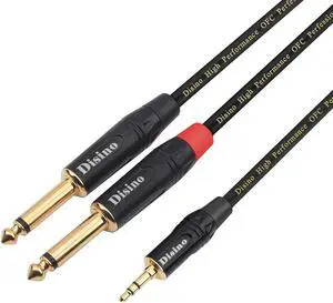 1/8 Inch TRS Stereo to Dual 1/4 inch TS Mono Y-Splitter Cable 3.5mm Aux Mini Jack Stereo Breakout Cable Path Cords - 6 feet