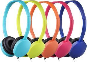 Bulk Headphones 25 Pack Multi Colored for Classroom, HONGZAN Wholesale Stereo Kids Headphones Earphones for Students, Schools, Libraries, Laboratories, Museums, Testing Centers, Hotels (5 Mixed Color)