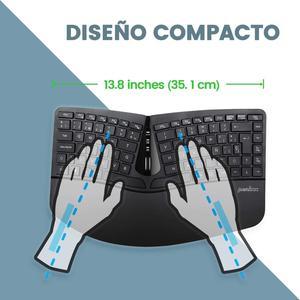 Perixx PERIDUO406ES Set de Teclado Mini Ergonómico y Ratón Vertical con Cable  con Reposa Muñeca Ajustable y Teclas de Low Profile  QWERTY Spanish Inalámbrico