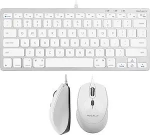Macally USB C Wired Mouse and a USB C Mini Keyboard, Add Simplistic Apple Aesthetic to Your Office