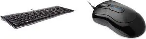 Kensington Slim Type Wired Keyboard (K72357USA) and Mouse-in-a-Box Wired USB Mouse (K72356US) Bundle, Black