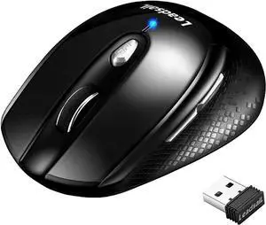 Black Wireless Mouse 3 Adjustable DPI 50ft Range 1600 DPI Nano USB Receiver Long Lifespan Smooth Scroll Wheel Skin-Friendly Black Wireless Mouse 3 Adjustable DPI 50ft Range 1600 DPI Nano USB Receiver Long Lifespan Smooth Scroll Wheel Skin-Friendly