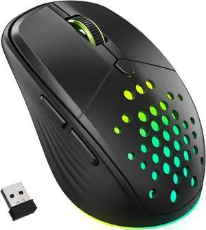 UHURU Wireless Mouse for Laptop, 2.4G Rechargeable LED Mouse, Small Computer Mice with Silent Click,3 Adjustable DPI, 6 Buttons, Compatible with Windows Chromebook (Black) (UGM-03)