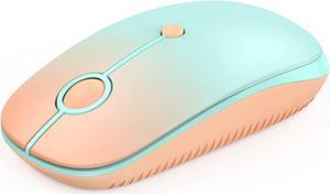 seenda Bluetooth Mouse - Dual Mode (Bluetooth 4.0 + 2.4GHz) Mouse with USB Receiver, Wireless Slim Portable Multi-Device Mice for iPad, MacBook, Laptop, PC (Gradient Orange to Mint Green)