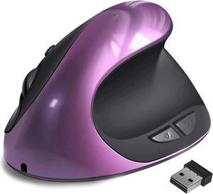 Ergonomic Mouse,Rechargeable Small Vertical Mouse with 6 Buttons Adjustable 800/1200/1600 DPI Purple Wireless Mouse for Laptop, Desktop, PC, MacBook