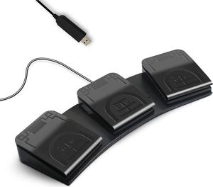 PCsensor USB Foot Pedal PC 3 Key Foot Pedal Customized Foot Switch Programmable Computer Keyboard Mouse for Video Game Control Office Work Sheet Music Page Turner Action Control HID (Photoelectric)
