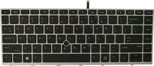 AUTENS Replacement US Keyboard for HP ProBook 640 G4 / 645 G4 / 640 G5 Laptop Silver Frame with Pointer Backlight