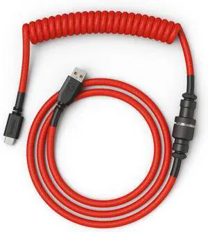 Glorious Coiled Keyboard Cables  USB-C Artisan Braided Cables for Mechanical Gaming Keyboards (Red)