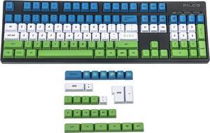 YMDK 132 Custom Keycaps Pan Gu Green Blue White OEM Profile Dye Sub PBT Key Caps for MX Keyboard 104 87 61 96 75 GK64 68
