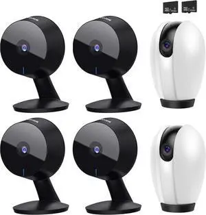 LaView Security Cameras for Home + 2X 32GB SD Cards,PT Home Security Camera System with Motion Detection,Two-Way Audio,Night Vision,Indoor WiFi Camera for Baby/pet,Alexa,USA Cloud Service