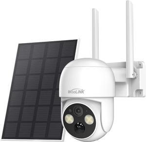 WOOLINK 4MP Solar Security Camera Wireless Outdoor, 2.5K Pan/Tilt Rechargeable Battery Powered Camera, 2.4GHz WiFi Camera for Home Security, Motion Detection, 2-Way Talk, Color Night Vision, Cloud/SD