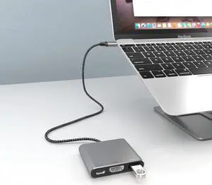 Battony USB C Multiport AV Adapter with 4K HDMI Output USB 3.0 Port, 50cm Braided Cable & USB-C Fasting Charging Port,Compatible for MacBook Pro Air M1 M2 Pad Pro iMac and Other Type C Devices