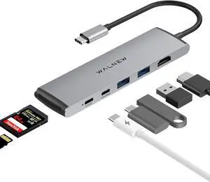 WALNEW 7 in 1 USB C Docking Station with 4K HDMI, 100W PD, 3x 5Gbps Data Ports, TF/SD Card Reader, USB Hub for Laptop, MacBook Pro/Air/Mac/Dell/HP/ASUS/Acer/Steam Deck