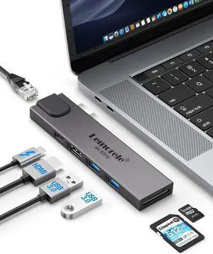 Lemorele USB C Hub, 7 in 2 MacBook Pro Air M1 Adapter Dongle Dock Station w/4K@60Hz HDMI, 100W PD Thunderbolt 3, 1000M RJ45 Ethernet, 2 USB 3.0, SD/TF 3.0, for Mac Air/Pro 13 15 16 in 2020/2019/2018