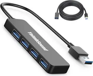 USB Hub 3.0,YaimhSound USB Extender Splitter, 4-Port USB Extenion Adapter with Detachable USB Extention Cable for Laptop, PC, TV, Projector, Printer,Keyborad,Mouse,Xbox,Flash Drive,SSD,Camera(80cm)