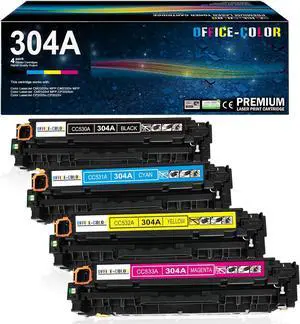 Ennovor 304A Toner Cartridges 4-Pack Replacement for HP 304A Works with Color Laserjet CP2025,CM2320fxi MFP,CM2320nf MFP,CM2320n MFP; Color CP2025dn,CP2025n Printers (Black,Cyan, Magenta, Yellow