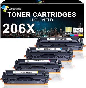 206X High Yield Toner Cartridges 4 Pack (with Chip) Replacement  206X 206A Compatible with HP Color Laserjet Pro MFP M283fdw M283cdw Color Laserjet Pro M255dw M255nw M282mw M283 M255 Printer