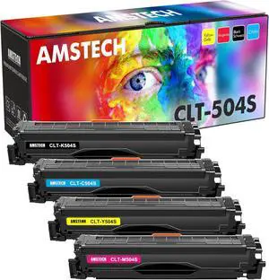 Amstech Compatible Toner Cartridge Replacement for Samsung CLT-504S CLT504S CLT-K504S Xpress C1860FW C1810W SL-C1860FW SL-C1810W CLX-4195FW CLP-415NW Printer Ink (Black Cyan Yellow Magenta 4-Pack)