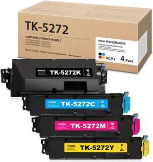 Ennovor 4 Pack TK5272 High-Yield Toner Cartridges BK/C/M/Y, Dophe Compatible Toner Replacement for Kyocera TK-5272 ECOSYS M6235cidn M6630cidn M6635cidn P6230cdn Printers