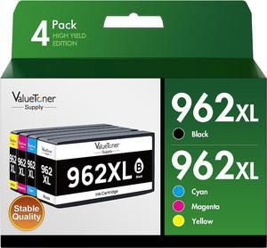 962XL Ink Cartridges Combo Pack Compatible for  962 962XL Black and Color Combo Pack Replacement for  Officejet Pro 9010 Series 9015 9016 9018 9020 9025 Printers (4 Pack)