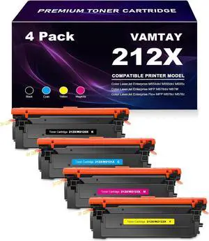212X High-Yield Toner Cartridge (with Chip) 4 Pack Remanufactured Replacement  212X 212A W2120X W2121X W2122X W2123X for Color Enterprise M554dn M555dn M555x MFP M578f M578dn Flow MFP M578c