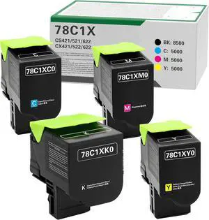 Ennovor 78C1X CS421 CS521 Extra High Yield Compatible Toner Cartridge (BK:8500 Color:5000) Replacement for Lexmark CS421 CX522 CX622 CS521 CX421 CX521 CS522 CX625 Printer High Yield (4 Pack)