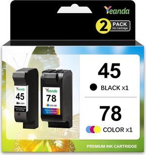 45 78 Ink Cartridge Combo Pack Replacement  Ink 45 Black 78 Color Cartridge High-Yield 51645A C6578AN C6578DN  Deskjet 842C 932C 960C 970C 990C Color Copier 180 Printer Ink(2 Pack)