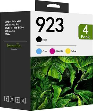923 Ink Cartridge Combo Pack (4-Pack, Black/Cyan/Yellow/Magenta) - Lomenti Compatible for HP 923 Ink Cartridges use with OfficeJet 8122e OfficeJet Pro 8135e 8138e 8139e Printer