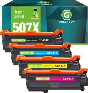 GREENBOX Compatible Toner Cartridge Replacement  507X 507A CE400X CE401A CE402A CE403A  Enterprise M551 M551n M551dn M575c M575dn M551xh M570dw Printer (1 Black 1 Cyan 1 Magenta 1 Yellow)