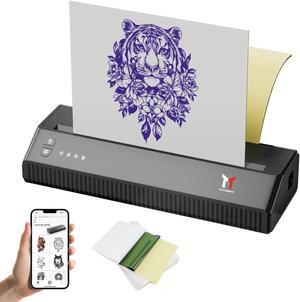 Wireless Tattoo Stencil Printer Thermal Tattoo Machine Kit Portable Bluetooth Stencil Tattooing Printer with 10pcs A4 Tattoo Transfer Paper Compatible with Tablet,Smartphone & PC