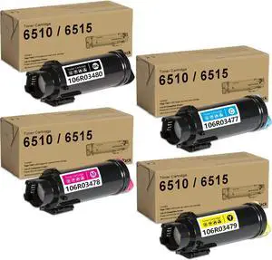 Phaser 6510/ Workcentre 6515 Extra High Capacity Toner Cartridge (BK/C/M/Y, 4-Pack) 106R03480 106R03477 106R03478 106R03479 Toner VASRINK Compatible Replacement for Xerox 6510, WorkCentre 6515 Printer