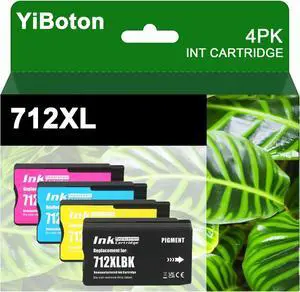 712 712XL High Yield Ink Cartridges Compatible for DesignJet T650 T630 T230 T210 Studio Plotter Printers. (1 Black, 1 Cyan, 1 Magenta, 1 Yellow)