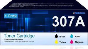 307A Toner Cartridges 4 Pack CE740A CE741A CE742A CE743A Toner Replacement  307A Color Professional CP5225n CP5225dn CP5225 Series Printer Ink (Black, Cyan, Magenta, Yellow)