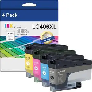 Compatible Ink Cartridge Replacement for Brother LC406XL, Cyan, Magenta, Yellow, Black, 4 Pack Compatible Ink Cartridge Replacement for Brother LC406XL, Cyan, Magenta, Yellow, Black, 4 Pack