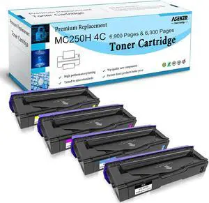 Ennovor M C250H Toner Cartridge 4 Color Compatible for Ricoh M C250 C250FW C250FWB P C300 C300W C301 C301W Printer High Capacity 6900 & 6300 Pages 408336 408337 408338 408339 BK/C/Y/M, 4-Pack