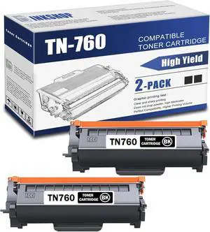 Ennovor TN760 Compatible TN-760 Black High Yield Toner Cartridge Replacement for Brother TN-760 DCP-L2550DW MFC-L2710DW MFC-L2750DW HL-L2350DW Toner (2 Pack).