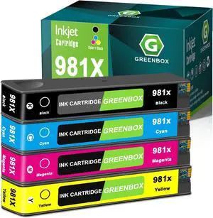 GREENBOX Remanufactured 981X Ink Cartridge Replacement for L0R12A L0R09A L0R10A L0R11A Ink for PageWide Enterprise Color 556 556dn 556xh MFP 586 MFP 586z MFP 586dn MFP 586f (4 Pack)