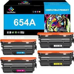 LeciRoba Remanufactured 654A Toner Cartridges Replacement for HP 654A 654X CF330A CF331A CF332A CF333A for HP Color Laserjet Enterprise M651 Series M651dn M651n M651xh Printer (15,000 Pages, 4 Pack)