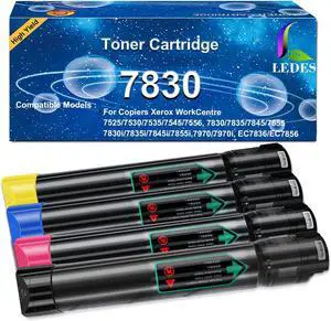 Ennovor LEDES 7525 Toner Cartridge Compatible Replacement for Xerox WorkCentre 7830 7835 7845 7855 7970 7525 7530 7535 7545 Printer(BK,M,C,Y)